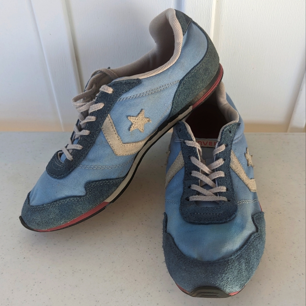 Converse Blue One Star Vintage Leather Suede and Textile Trainers